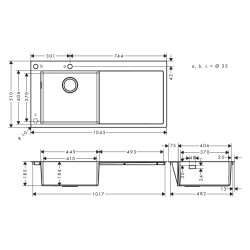 HansGrohe S71 S718 - F450 Ankastre Eviye 450 Damlalıklı - 43332800 - 2