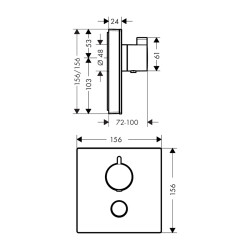 HansGrohe Showerselect Glass Termostat Ankastre Montaj,1 Ve İlave Çıkış İçin - 15735400 - 2