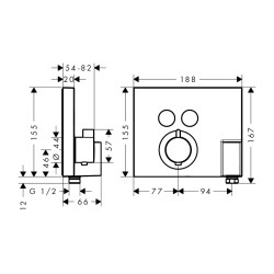 HansGrohe Showerselect Termostat Ankastre Montaj, 2 Çıkış İçin Hortum Bağlantısı Ve Duş Askısı İle - 15765000 - 2