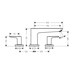 HansGrohe Talis E 3 - Delikli Küvet Kenarı Banyo Bataryası - 71747000 - 2