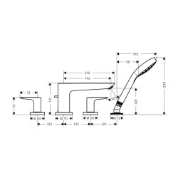 HansGrohe Talis E 4 - Delikli Küvet Kenarı Banyo Bataryası - 71748140 - 2