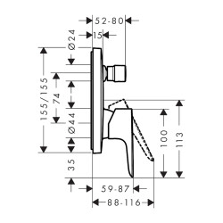 HansGrohe Talis E Tek Kollu Banyo Bataryası Ankastre Montaj - 71745340 - 2