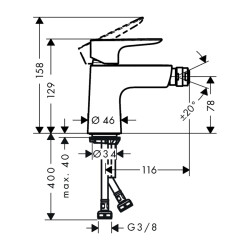 HansGrohe Talis E Tek Kollu Bide Bataryası Bas - Aç Gider Seti İle - 71721000 - 2