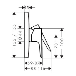 HansGrohe Talis E Tek Kollu Duş Bataryası Ankastre Montaj - 71765140 - 2