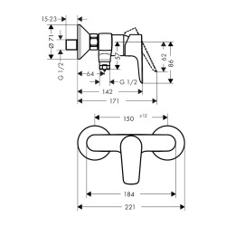 HansGrohe Talis E Tek Kollu Duş Bataryası Aplike - 71760140 - 2