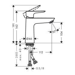 HansGrohe Talis E Tek Kollu Lavabo Bataryası 110 Coolstart, Kumandasız - 71714000 - 2