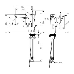 HansGrohe Talis E Tek Kollu Lavabo Bataryası 150 Kumandalı - 71754340 - 2