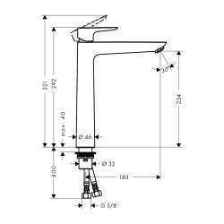 HansGrohe Talis E Tek Kollu Lavabo Bataryası 240 Kumandasız - 71717000 - 2