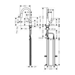 HansGrohe Talis M51 Tek Kollu Eviye Bataryası 160, Çekilebilir El Duşu, 2Jet, Sbox - 73850000 - 2