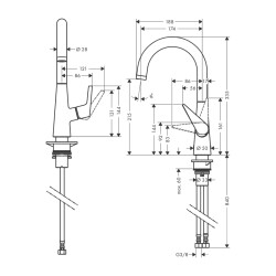 HansGrohe Talis M51 Tek Kollu Eviye Bataryası 220, 1Jet - 72814000 - 2