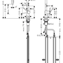 HansGrohe Talis M54 Tek Kollu Eviye Bataryası 210, Çekilebilir El Duşu, 2Jet, Sbox - 72801800 - 2