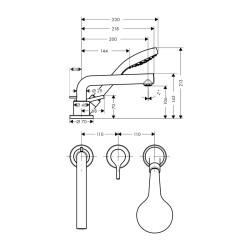 HansGrohe Talis S 3 - Delikli Küvet Kenarı Tek Kollu Banyo Bataryası - 72416000 - 2