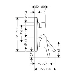 HansGrohe Talis S Tek Kollu Banyo Bataryası Ankastre Montaj - 72405000 - 2