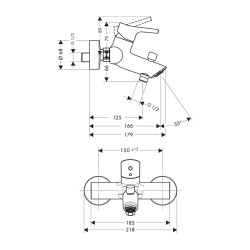 HansGrohe Talis S Tek Kollu Banyo Bataryası Aplike - 72400000 - 2