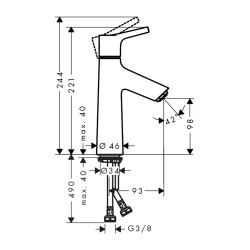 HansGrohe Talis S Tek Kollu Lavabo Bataryası 100 Düşük Debi, Kumandasız - 72025000 - 2