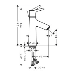 HansGrohe Talis S Tek Kollu Lavabo Bataryası 100 Kumandalı - 72020000 - 2