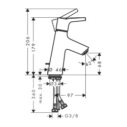 HansGrohe Talis S Tek Kollu Lavabo Bataryası 80 Coolstart, Kumandalı - 72013000 - 2