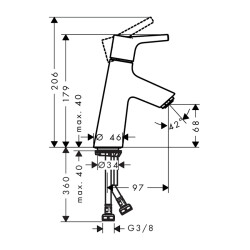 HansGrohe Talis S Tek Kollu Lavabo Bataryası 80 Kumandasız - 72012000 - 2