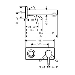 HansGrohe Talis S Tek Kollu Lavabo Bataryası Ankastre Duvara Monte, 16.5 Cm Gaga İle - 72110000 - 2