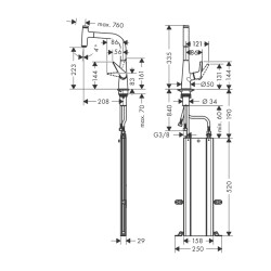 HansGrohe Talis Select M51 Tek Kollu Eviye Bataryası 220, Çekilebilir Gaga, 1Jet, Sbox - 73852000 - 2