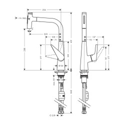 HansGrohe Talis Select M51 Tek Kollu Eviye Bataryası Çekilebilir El Duşu İle - 72823000 - 2