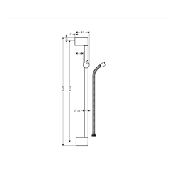 HansGrohe Unica Duş Barı Crometta 65 Cm, Duş Hortumu İle - 27615000 - 2