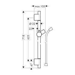 HansGrohe Unica Duş Barı S Puro 65 Cm, Duş Hortumu İle - 28632000 - 2