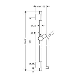 HansGrohe Unica Duş Barı S Puro 90 Cm, Duş Hortumu İle - 28631000 - 2