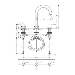 HansGrohe Vernis Blend 3 - Delikli Lavabo Bataryası Kumandalı - 71553670 - 2