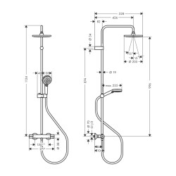 HansGrohe Vernis Blend Duş Kolonu 200 1Jet, Green, Termostat İle - 26318000 - 2