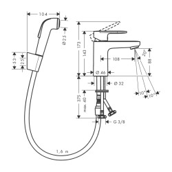 HansGrohe Vernis Blend Tek Kollu Lavabo Bataryası 100 Bidette El Duşu Ve 160 Cm Duş Hortumu İle - 71215000 - 2