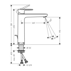 HansGrohe Vernis Blend Tek Kollu Lavabo Bataryası 190 Kumandalı - 71552000 - 2