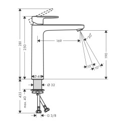 HansGrohe Vernis Blend Tek Kollu Lavabo Bataryası 190 Kumandasız - 71582000 - 2