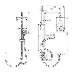 HansGrohe Vernis Shape Duş Kolonu 230 1Jet Reno, Ecosmart - 26289670 - 2