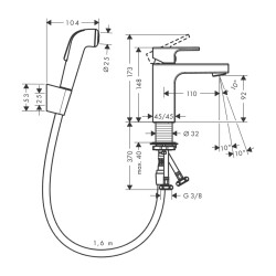 HansGrohe Vernis Shape Tek Kollu Lavabo Bataryası 100 Bidette El Duşu Ve 160 Cm Duş Hortumu İle - 71216000 - 2