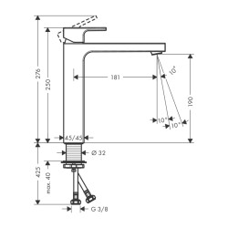 HansGrohe Vernis Shape Tek Kollu Lavabo Bataryası 190 Kumandasız - 71591670 - 2