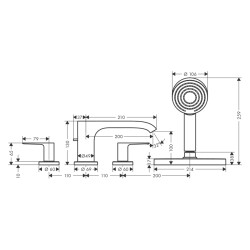 HansGrohe Vivenis 4 - Delikli Küvet Kenarı Banyo Bataryası Sbox İle - 75444670 - 2