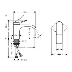 HansGrohe Vivenis Tek Kollu Lavabo Bataryası 80 Kumandasız - 75012000 - 2