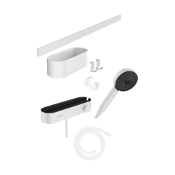 HansGrohe Wallstoris Set El Duşu 105 3Jet Ecosmart Activation, Termostat, 70 Cm Duş Barı Ve Depolama Seti - 24250700 - 1