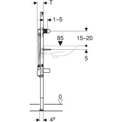 Lavabo için Geberit Duofix elemanı, 130 cm, sıva altı fonksiyon kutulu elektronik ankastre batarya: B=50cm, H=130cm, T=7.5cm - 4